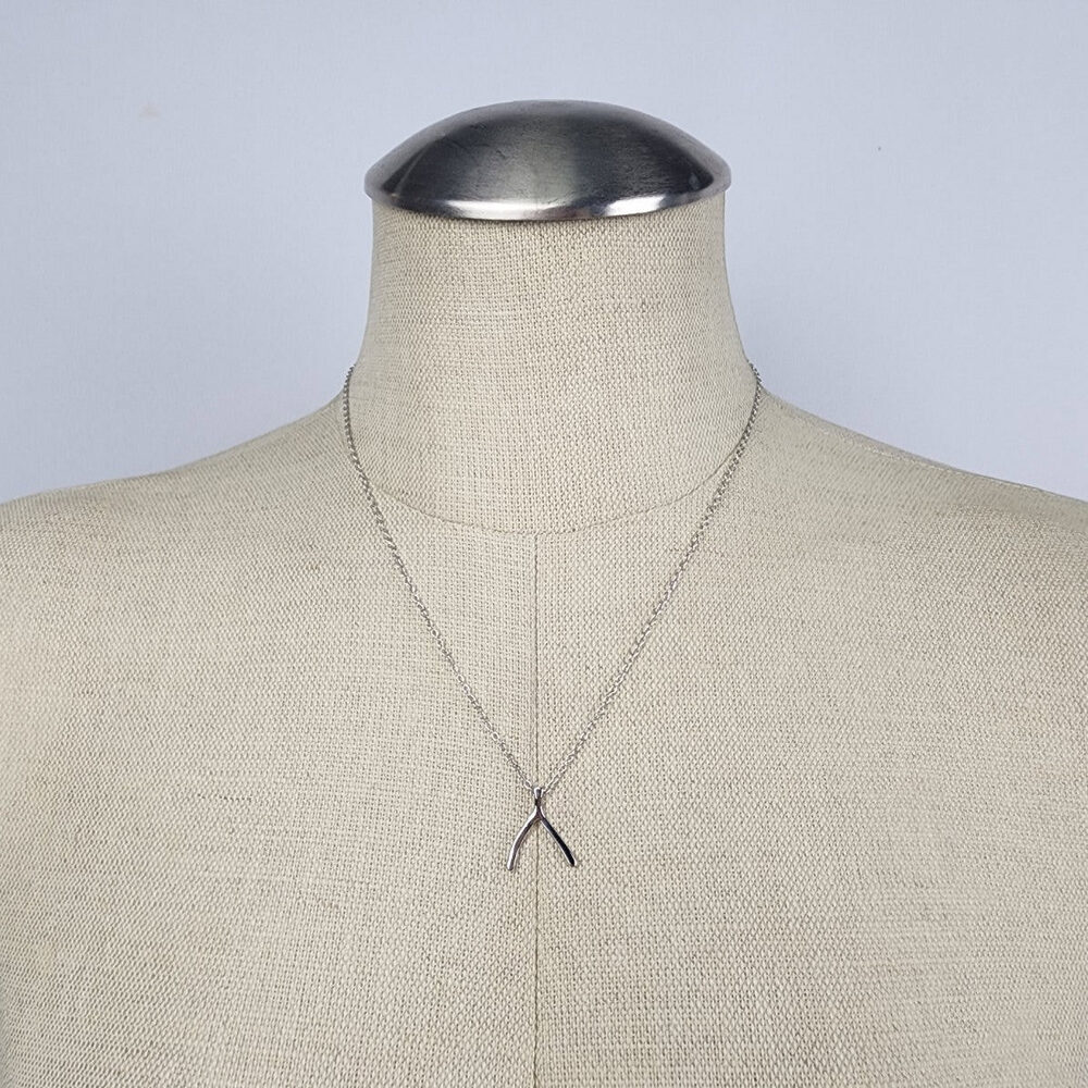 Sterling Forever Wishbone Pendant Chain Necklace